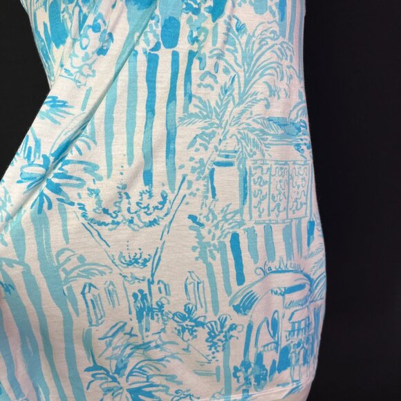 Lilly Pulitzer Size XS Jersey Knit Tyra Tube Top Turquoise White Print - Picture 6 of 8